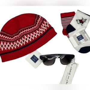Janie and Jack Boys Accessories Bundle Socks, Beanie, Sunglasses